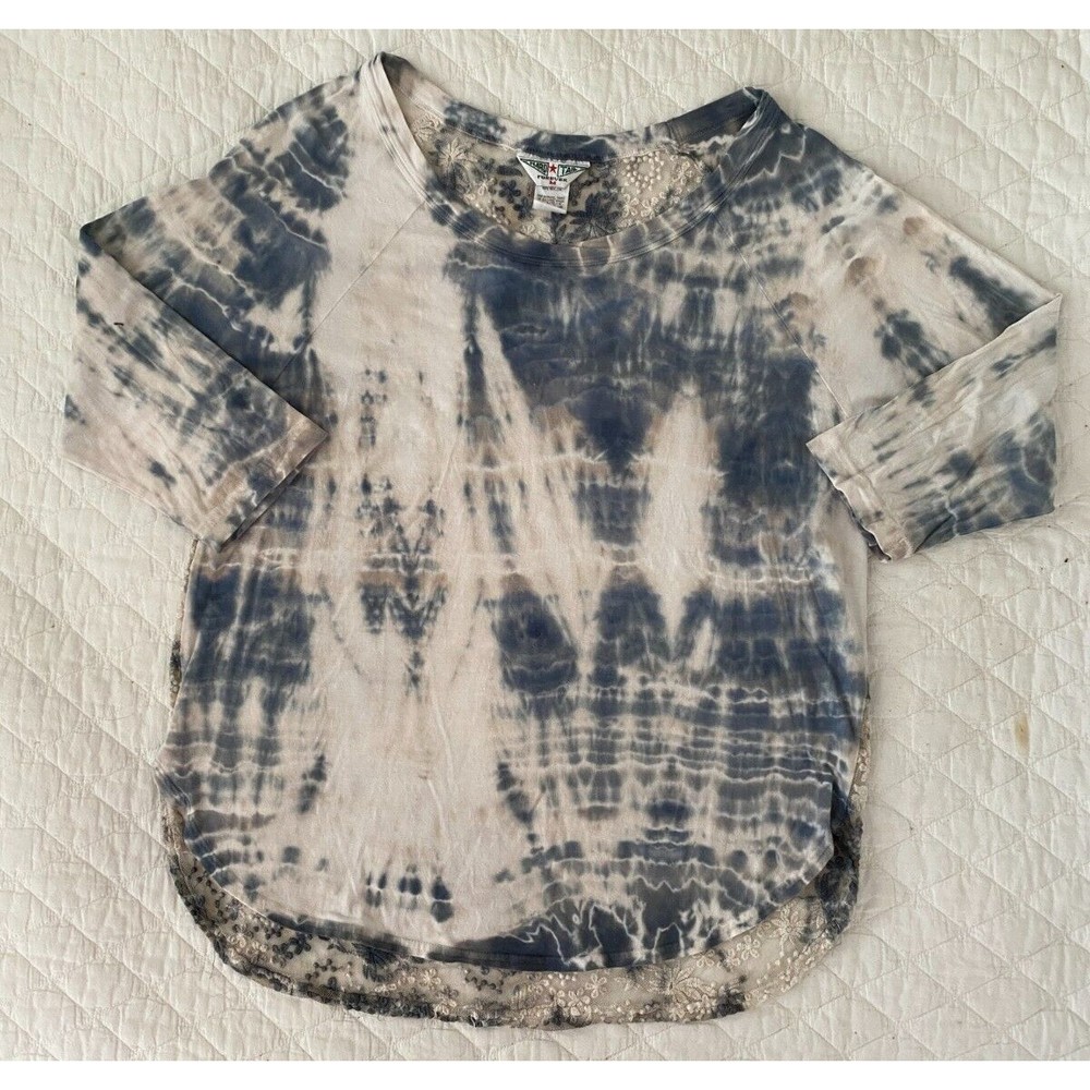 Hard Tail Forever Tie Dye Top Size Med Sheer Stretch Embroidered Mesh Back